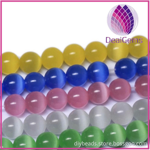 Bead cat's eye glass 6mm round, quality grade